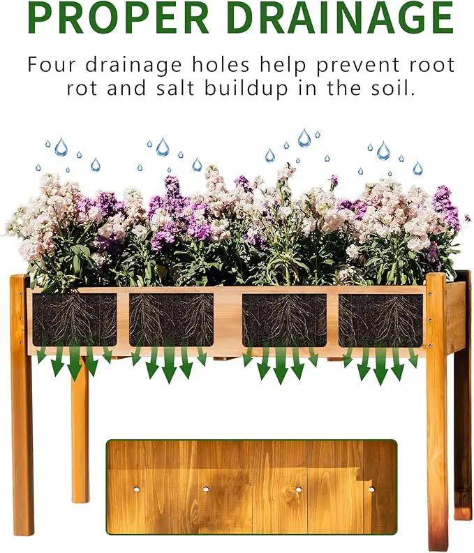 Premium Fir Wooden Raised Garden Bed with Four Legs for Backyard and Balcony Gardening,Suitable for Indoor and Outdoor use,49.5''×23.5''×30'', photo 5 of 8