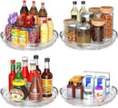 Clear Lazy Susan Organizer Turntable for Cabinet Table Top, 9.25 Inch 4 Pack 360 Rotating Spinning Makeup Organizer for Vanity, Kitchen Storage Rack Heavy-Duty Pantry Spices Tray Countertop Organizer by CozyNest Decor