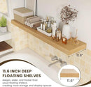 Deep Floating Shelves for Wall - 55 Inch Wide x 12 Inch Deep Wall Shelves Set of 1 - Rustic Oak Color Wood Shelves for Living Room, Bathroom, Laundry Room, Bedroom, Kitchen, Home Office by CozyNest Decor