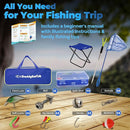 DaddyGoFish Kids Fishing Pole - Rod Reel Combo Tackle Box Starter Set - First Year Small Dock Gear Kit for Boys Girls Toddler Youth Age Beginner Little Children Junior Anglers Older Kids by TinyTreasures Baby Boutique
