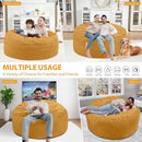4FT Bean Bag Chair, Large Bean Bag Chairs with Memory Foam Filled, Fluffy Beanbag Sofa with Dutch Velvet Cover, Round BeanBag Chairs for Living Room, Playroom - Mustard by TinyTreasures Baby Boutique