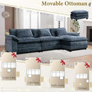 URRED Modular Sectional Sofa Comfy Cloud Couch, Modern Chenille Sofa Sleeper Deep Seat Couches with Ottoman/Pillows for Living Room (Blue, 117''- L Shape) by CozyNest Decor