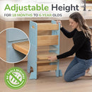 Toddler Tower with a Sliding Door and 3 Adjustable Heights - Complete Toddler Kitchen Stool Helper with Support Feet - Safe Design for 18+ Months to 6-Year-Old Kids - Blue by TinyTreasures Baby Boutique