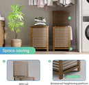 SMIBUY Double Laundry Hamper with Lid, 120L Bamboo Laundry Basket with Removable Liner Bag, 2-Section Clothes Divider Laundry Sorter for Laundry Room, Bathroom, Bedroom (Walnut) by CozyNest Decor
