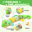 Baby Toys 0-6-12 Months, Musical Stuffed Animal Activity Soft Toys with Multi-Sensory Crinkle,Rattles and Textures,Infant Tummy Time Toys for Newborn Boys Girls,Dinosaur,Green by TinyTreasures Baby Boutique
