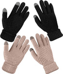 Geyoga 2 Pairs Women's Winter Touch Screen Gloves Soft Warm Fleece Lined Knit Elastic Cuff Winter Texting Gloves by TinyTreasures Baby Boutique