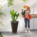 Outsunny Tall Planters for Outdoor Plants Set of 3, 28 in Taper Planters with Drainage Holes, Indoor Grande Plant Pots, Front Porch Decor, Brown by CozyNest Decor