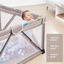Baby Playpen Foldable, Playard for Babies and Toddlers, Portable Playpen Activity Center with 50 Balls+2 Handles for Travel, Indoor & Outdoor Play Pen with Mesh 59''x71'' by TinyTreasures Baby Boutique