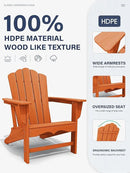 KINGYES HDPE Adirondack Chair Chair Set of 6, Classic All-Weather Adirondack Chair, Orange by GreenHaven Gardens