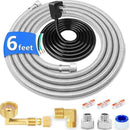 Dishwasher Installation Kit - 6 FT Stainless Steel Dishwasher Hose with 3/8" Compression Connections,Food Grade PEX Inner Tube Dishwasher Water Supply Line with Elbows,Adapters and 6 FT Power Cord by CozyNest Decor