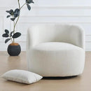 KINWELL 34" Wide Sherpa Swivel Barrel Chair, No Assembly Round Boucle Upholstered Accent Chair Armchair Single Sofa Chair with Toss Pillow for Living Room and Bedroom, Beige by CozyNest Decor