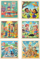 6 Educational Wooden Puzzles & Storybook, Teaches Kindness, Empathy & More – 6 in 1 Jigsaw Puzzle for Kids Ages 3-7 – Learn Real Values Through Stories – Montessori Puzzle Set 25 Pieces by TinyTreasures Baby Boutique