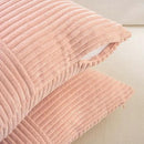 Fancy Homi 2 Packs Peach Big Decorative Throw Pillow Covers 24x24 Inch for Couch Bed Sofa, Rustic Farmhouse Boho Home Decor, Soft Corss Corduroy Patchwork Accent Square Cushion Case 60x60 cm by CozyNest Decor
