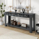 Solid Wood Console Table 63 in Long Sofa Table Entryway Table with 4 Drawers and Bottom Shelf for Hallway Living Room Couch Table,Fully Assembled,63" Tan by CozyNest Decor