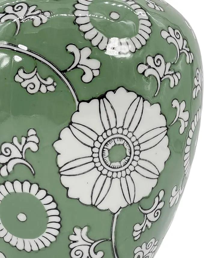 Galt International Floral Chinoiserie Ceramic Vase 14" - Hand Painted Antique Style Porcelain Flower Bottle Fishtail Porcelain Chinese Vase for Home Decor Centerpiece, photo 3 of 5