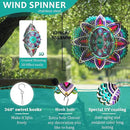 Wind Spinner for Yard and Garden,12in 3D Wind Spinner Mandala Purple Starlight,Wind Spinners Outdoor&Indoor Yard Art Decor,Christmas Decoration,Wind Sculpture Gift for Women/Mother/Men by GreenHaven Gardens