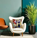 Abstract Decorative Pillow Cover Hand Embroidered Whimsical Toss Pillows Farmhouse Chair Cushion Contemporary Pillowsham Mid-Century Chair Cushions Wool Size 18x18 by CozyNest Decor