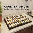 SpaceAid Bamboo Black Spice Drawer Organizer, (Need 3" Deep Drawer) Expandable 4 Tier Spices Rack for Cabinet, Kitchen Seasoning Storage Insert (Jars Not Included, From 12" to 23" Wide) by CozyNest Decor