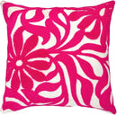 Alysheer Farmhouse Floral Leaves Embroidered Decorative Throw Pillow Cover 18x18 inches, Boho Tufted Flowers Embroidery Pattern Chic Cotton Cushion Case for Couch Bed Sofa Living Room(Bright Hot Pink) by CozyNest Decor