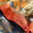 Boho Muslin Blanket for Adults 4-Layer Gauze 80 x 90 Inches Soft Cozy 100% Cotton Summer Cooling Blanket Floral Decor for Sofa Bed Coverlet Both Sides (Flowr Branch Orange, 80 x 90 in) by CozyNest Decor