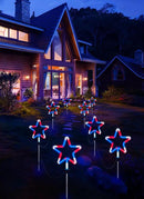 4th of July Decorations Outdoor Red White and Blue Lights, 4 Big Neon Star Pathway Lights Plug in for Independence Day Memorial Day Patriotic Decor Outside Garden Yard Lawn by GreenHaven Gardens