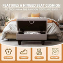 Ottoman Rectangular Storage Ottoman Bench, Faux Leather Footrest, Coffee Table, Stool Footstool with Hinged Lid for Living Room, Bedroom, Entryway, Champagne, 28.5"x19"x17.5" by CozyNest Decor