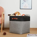 DULLEMELO Storage Bins for Organizing,Closet Storage Baskets for Gift Empty,Large Linen Canvas Storage Bins with Handles for Home Office Toys Shelves(Black&Grey, 13 inch Cube) by TinyTreasures Baby Boutique
