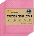 Swedish Dishcloths for Kitchen | 6 Pack Absorbent Cellulose Sponge Cloths Washable | Non-Scratch Reusable Paper Towels Quick Drying Cleaning Cloths - Pink by CozyNest Decor