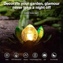 Huaxu Solar Light Outdoor Garden Decor Blue Metal Crackle Globe Glass Waterproof LED Lotus Flower Table Lamp Decorations for Patio Yard Porch Pathway Ground by GreenHaven Gardens