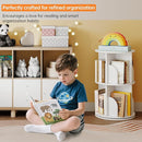 Rotating 2-Tier Bookshelf, 360° Spinning Corner Bookcase with Lazy Susan, White Space Saving Organizer for Study Room, Home Office, Kids Rooms, Bedroom, Adults & Kids by TinyTreasures Baby Boutique