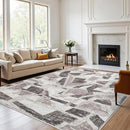 Modern Abstract 8X10 Area Rug for Living Room Bedroom Washable, with Non-Slip Rubber Backing Print Faux Wool Thin, Grey Throw Large Carpet for Kids Playroom Dining Room Pet & Child Friendly by CozyNest Decor