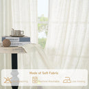 LAMIT Cream Linen Sheer Curtains 54 Inch Length 2 Panels Set, Short Linen Textured Light Filtering Panels Bronze Grommet Neutral Drapes for Small Windows/Bedroom/Kitchen, 34 x 54 Inch by CozyNest Decor