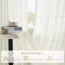 LAMIT Cream Linen Curtains 80 inches Long 2 Panels Set, Sheer White Light Filtering Neutral Drapes with Bronze Grommet for Bedroom/Living Room, 52 x 80 Inch by CozyNest Decor