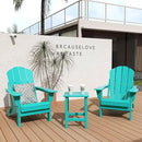 WO Home Furniture Adirondack Chairs Table Set of 3 PCS Outdoor Folding Chairs Side End Table Weather/UV Resistant for Lawn, Garden, Bon Fire, Balcony (Turquoise) by GreenHaven Gardens