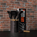Silicone Cooking Utensils Set - 446°F Heat Resistant Silicone Kitchen Utensils for Cooking,Kitchen Utensil Spatula Set w Wooden Handles and Holder for Non-Stick Cookware, BPA FREE (Coffee) by CozyNest Decor