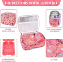 Bento Lunch Box Set With 10oz Soup Thermo, Leak-proof Lunch Containers with 4 Compartment, Kids Hot Thermo Food Jar/Insulation Lunch Bag, Food Containers for School（Flamingo） by TinyTreasures Baby Boutique