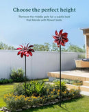 Wind Spinners Outdoor - Red Metal Windmill with Stake for Yard and Garden, Kinetic Wind Sculptures & Spinners, Gift Decor Ideas for Garden Lovers (12" W x 70" H) by CozyNest Decor