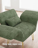 Txtin's Comfy Accent Chair Reading Chair for Bedroom Cozy Wing Arm Living Room Single Sofa Chair with Angle Adjustable Arms Green Corduroy Easy Assembly by CozyNest Decor