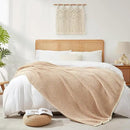 Snuggle Sac Beige Waffle Bedding Blankets Queen Size 90x90 inches, Reversible Microfiber Fluffy Fuzzy Soft Throw Cozy Knit Blanket for Women Mothers Birthday Gifts by CozyNest Decor