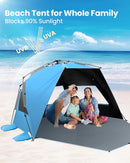 OutdoorMaster Beach Tent with Blackout Shelter Technology, Portable Beach Shade Sun Shelter Canopy for 4-6 Person with UPF 50+ UV Protection, Easy Setup Pop Up Tent Family Size by TinyTreasures Baby Boutique