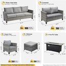 ovios 7 Pieces Patio Furniture Set with 54" Fire Pit Table, Outdoor Wicker Sofa with Comfy Cushions, All Weather High Back Rattan Couch Conversation Set, Dark Grey by GreenHaven Gardens