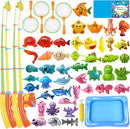 CozyBomB™ Magnetic Fishing Toys Game Set for Kids | Water Table Bathtub Kiddie Pool Party & Pole Rod Net, Plastic Floating Fish Toddler Color Ocean Sea Animals Birthday Age 3 4 5 6 Year by TinyTreasures Baby Boutique