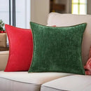 decorUhome Chenille Soft Throw Pillow Covers 18x18 Set of 2, Farmhouse Velvet Neutral Decorative Euro Pillow Covers with Stitched Edge for Couch Sofa Bed Home Decor, Red by CozyNest Decor