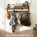 AMBIRD Coat Rack Wall Mount, 35 inch Large Wall Hooks with Shelf, Entryway Shelf with 7 Dual Coat Hooks 4 Key Hooks Mail Organizer, Wooden Coat Hanger and Key Holder Wall Mount by CozyNest Decor