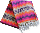 Del Mex Classic Mexican Blanket, Large Authentic Woven Falsa Throw (70"x50"), Artisan Southwest Décor for Beach, Yoga, Outdoors (Pink/Orange) by CozyNest Decor