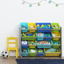 Humble Crew Supersized Toy Storage Organizer with 16 Removable Bins, Grey/Blue/Green/Yellow – Large Toy Storage for Toddlers Ideal for Kids' Rooms, Playrooms, and Nurseries - Modern Toy Bins for Kids by TinyTreasures Baby Boutique