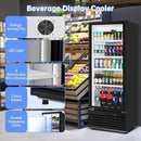 Commercial Beverage Refrigerator, 24.5 Inch 15 Cu. Ft. Drink Fridge, Display Refrigerator with Glass Door, Commercial Display Fridge with 4 Adjustable Shelves, for Shops, Restaurants, Bars by CozyNest Decor