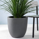 Kante 18 Inch Dia Round Concrete Planter, Indoor Outdoor Large Plant Pot with Drainage Hole and Rubber Plug for Home Patio Garden, Dark Gray by GreenHaven Gardens