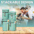 Home Intuition 4-Piece Ceramic Kitchen Canisters Set, Airtight Containers with Wooden Spoons Reusable Chalk Labels and Marker for Sugar, Coffee, Flour, Tea (Turquoise) by CozyNest Decor