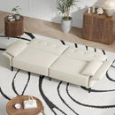 89” Futon Sofa Bed, Linen Comfy Futon Couch Bed with 2 Square Pillows, Convertible Sleeper Sofa with Adjustable Backrest& Armrests, Modern Loveseat Sleeper for Living Room, Bedroom, White by CozyNest Decor